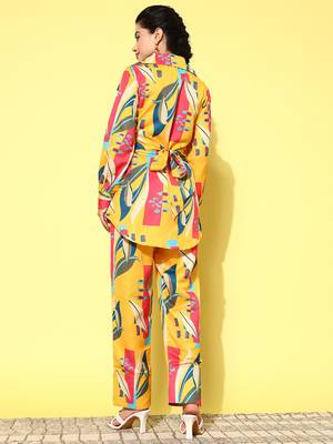  printed satin shirt with trouser co-ords 3
