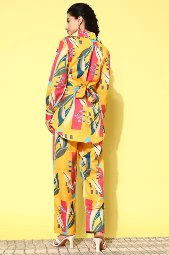  printed satin shirt with trouser co-ords