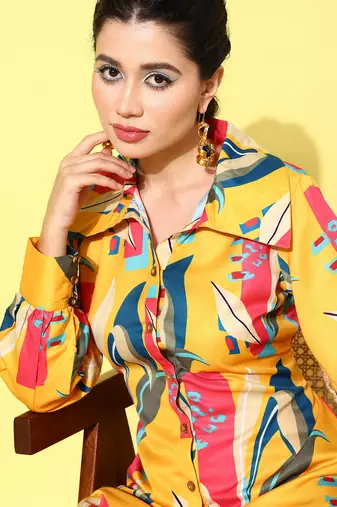  printed satin shirt with trouser co-ords