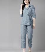  grey geometric print shirt and trouse co ord