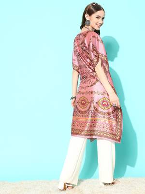 women pink ethnic motifs kaftan kurta 3