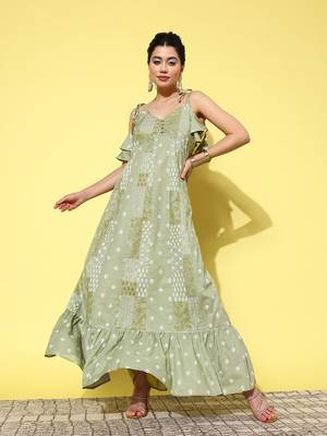  ethnic motifs print cotton a-line maxi dress 1