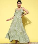  ethnic motifs print cotton a-line maxi dress