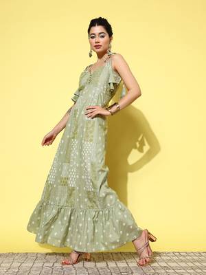  ethnic motifs print cotton a-line maxi dress 2