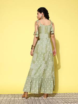  ethnic motifs print cotton a-line maxi dress 3