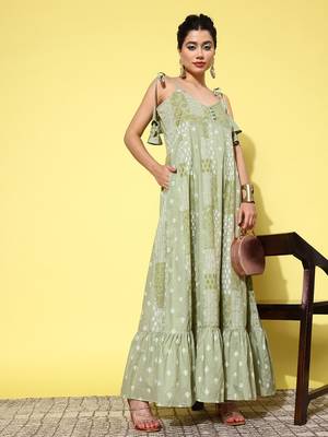  ethnic motifs print cotton a-line maxi dress 5