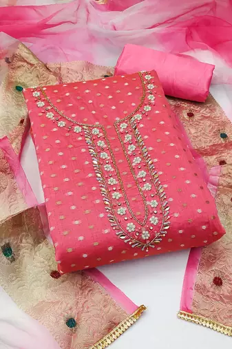 Gajri Modal Hand Work Dress Material With Inner
