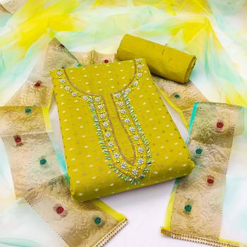 Lemon Yellow Modal Hand Work Dress Material With Inner 1