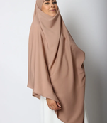 Khimar : 2 Layer Triangular Diamond Instant Khimar-Hijab-Jilbab for Girls & Women in Taupe Color | Tie Back