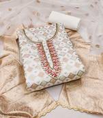 White Modal Hand Work Dress Material With Inner