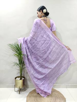 Lavender Colour Pure Kota Chex Digital Print Ready To Wear Saree 4