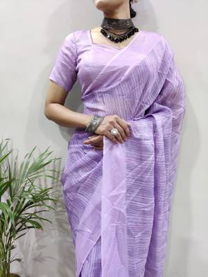 Lavender Colour Pure Kota Chex Digital Print Ready To Wear Saree 6