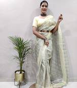 Pista Colour Pure Kota Chex Digital Print Ready To Wear Saree