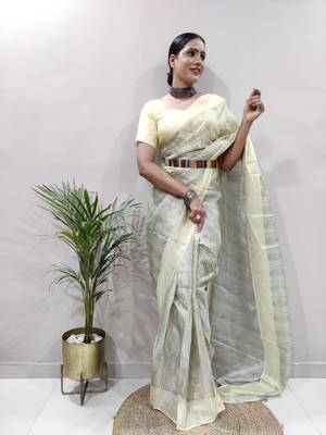 Pista Colour Pure Kota Chex Digital Print Ready To Wear Saree 2