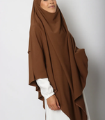 Khimar : 2 Layer Triangular Diamond Instant Khimar-Hijab-Jilbab for Girls & Women in Coffee Brown Color | Tie Back