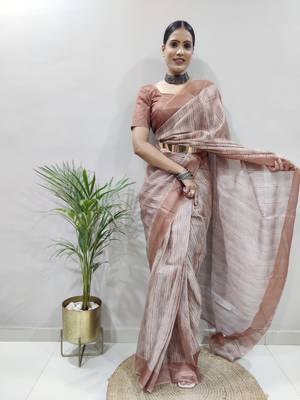 Peach Colour Pure Kota Chex Digital Print Ready To Wear Saree 1