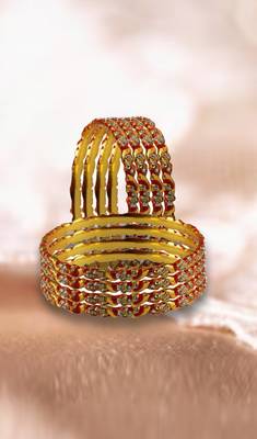 Stone Stud Gold Platted Brass Bangle 1