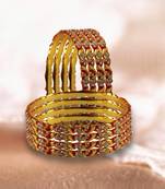 Stone Stud Gold Platted Brass Bangle