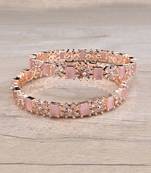 Rose Gold Plated Pink Stone American Diamond Bangles BD626