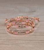 Rose Gold Plated Pink Stone American Diamond Bangles BD617