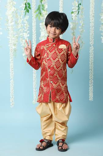 KID1 Geet Jaquard sherwani