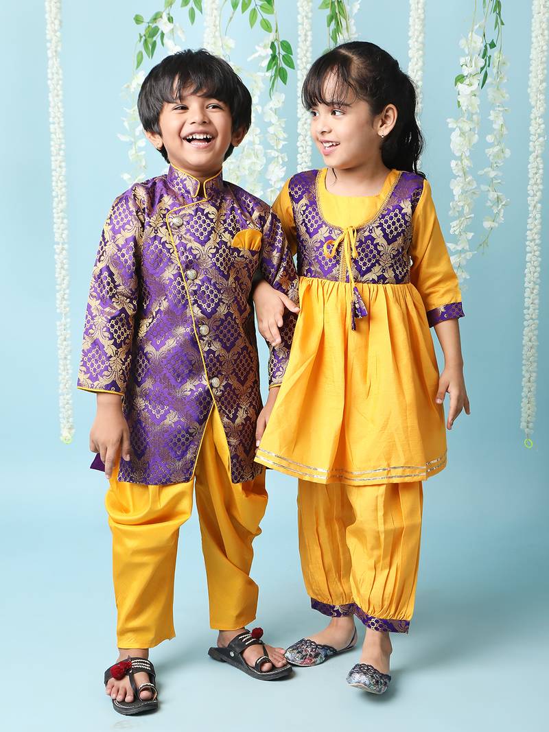 KID1 Geet Jaquard sherwani