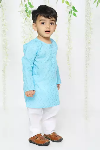 KID1 Doriya work kurta pajama
