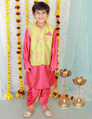 KID1 Veer jacket with kurta and dhoti 1