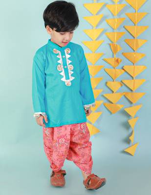 KID1 Kurta with floral dhoti 1