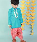 KID1 Kurta with floral dhoti