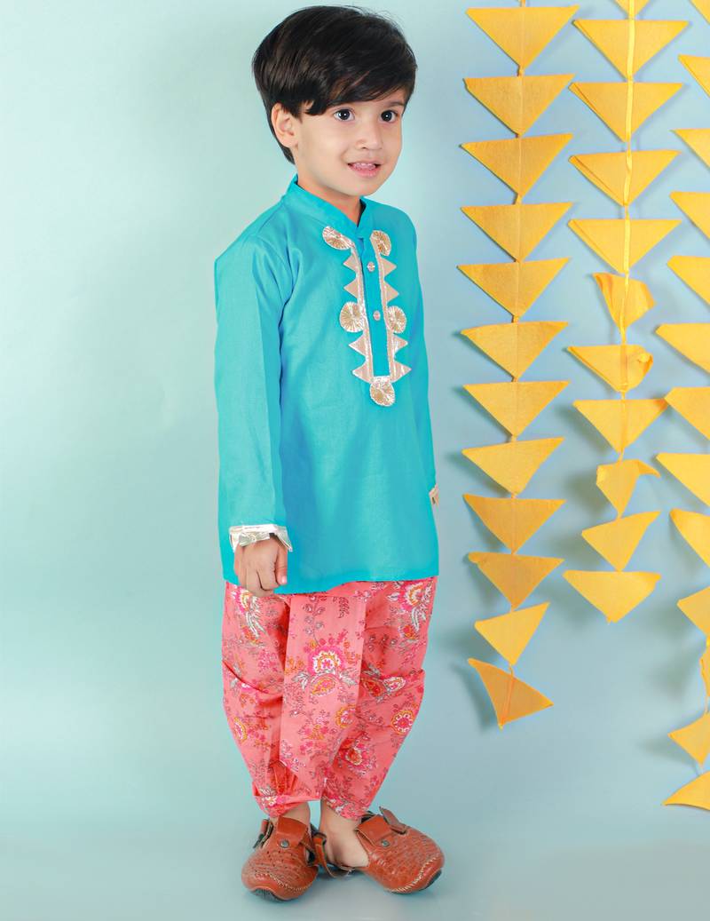 KID1 Kurta with floral dhoti