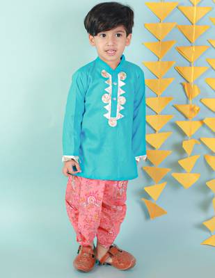 KID1 Kurta with floral dhoti 3