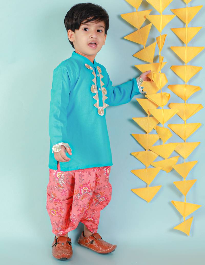 KID1 Kurta with floral dhoti