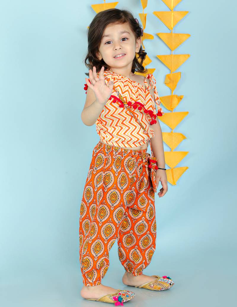 KID1 Sassy Frill top with harem pants and bag