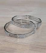 Rhodium Plated Cubic Zirconia Designer Bangles BD655