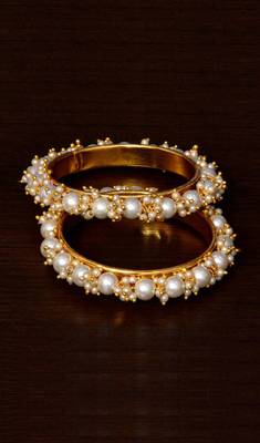 Gold Plated Seed Pearled Designer Bangles for Women BD319 1