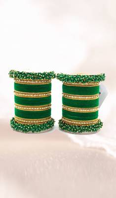 Green Fancy Bridal Bangle Sets Set Of 2 1