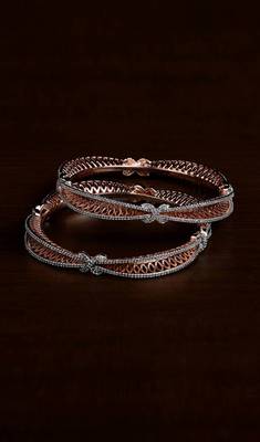 Rose Gold Plated Designer American Diamond Bangles BD591 1