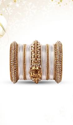 Traditional Jhumki Bangle Set By For Two Hands Silver Golden 1