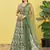GREEN MIRROR THREAD ZARI SEQUINCE EMBROIDERED ORGANZA BRIDAL WEDDING & PARTY WEAR FESTIVAL SEMI STITCHED LEHENGA