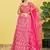 PINK MIRROR THREAD ZARI SEQUINCE EMBROIDERED ORGANZA BRIDAL WEDDING & PARTY WEAR FESTIVAL SEMI STITCHED LEHENGA