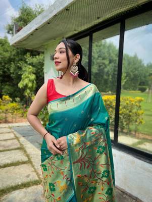 CYAN MOST BEAUTIFUL SILK  SAREE 2