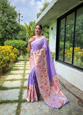 LAVENDER MOST BEAUTIFUL SILK  SAREE 1