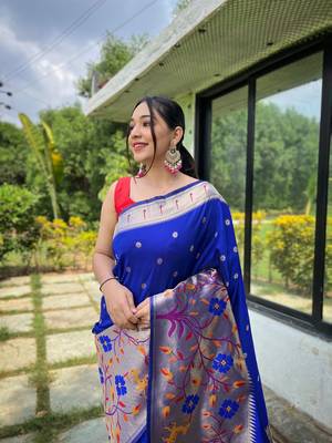 BLUE MOST BEAUTIFUL SILK  SAREE 2