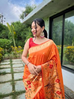 ORANGE MOST BEAUTIFUL SILK  SAREE 2