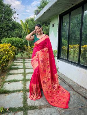 RANI PINK MOST BEAUTIFUL SILK  SAREE 1