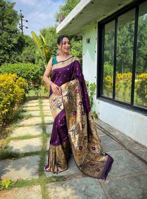 PURPLE MOST BEAUTIFUL SILK  SAREE 1