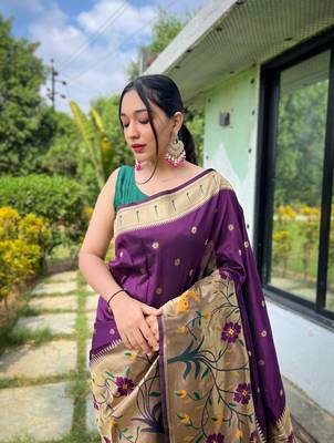 PURPLE MOST BEAUTIFUL SILK  SAREE 2