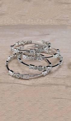 Rhodium Plated White Stone American Diamond Bangles BD612 2