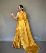 YELLOW MOST BEAUTIFUL SUPER TISSUE SILK  SAREE